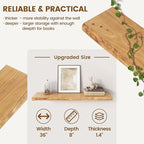 Live Edge Elm Floating Shelves for Wall Decor, Rustic Solid Wood Shevles Wall Mounted with Invisible Bracket for Living Room 