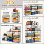 6 Pack Closet Organizers And Storage, Stackable Closet Shelf Organizer Storage Bin Basket For Clothes Sweaters With Top Board