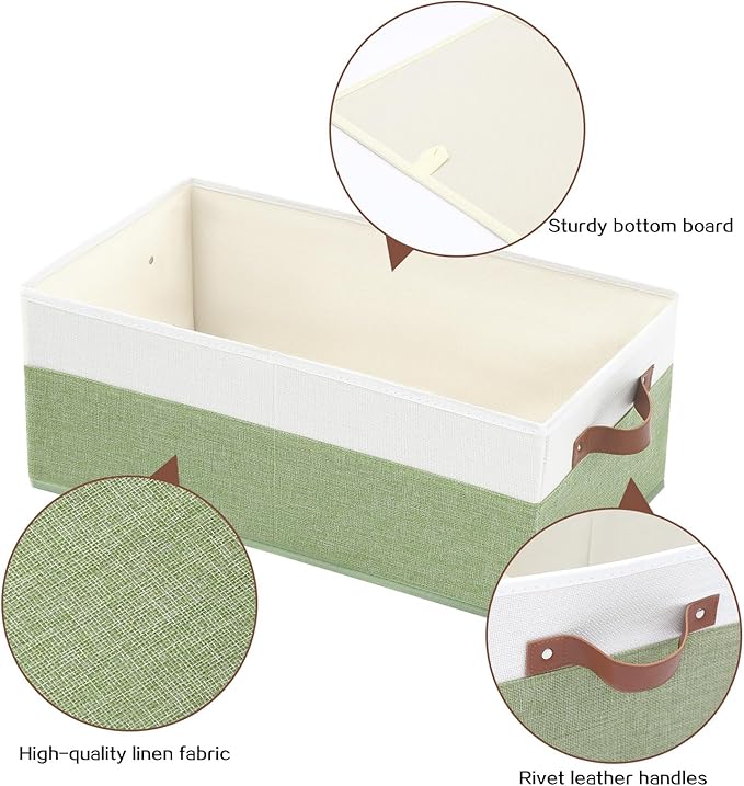 3 Pack Large Capacity Storage Bins Closet Organizer for Shelves, Fabric Closet Storage Baskets Boxes with Leather Handles for