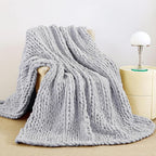 Admitrack Chunky Knit Blanket Throw, 100% Hand Knit Chenille Throw Blanket for Sofa & Home Decor, Soft and Cozy Knitted Throw