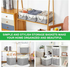 Bidtakay Small Baskets Fabric Storage Baskets for Organizing 3-Pack 12x8x5 Inch Collapsible Storage Bins for Shelves Canvas B