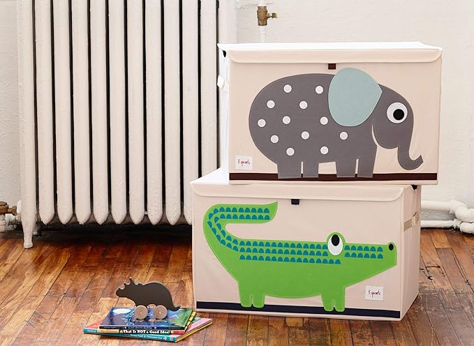 3 Sprouts Large Toy Chest for Kids with Lid and Handles - Collapsible Toy Storage Bin/Trunk/Box/Basket Organizer for Boys & G