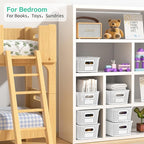 8-Pack White Plastic Storage Baskets with Lids, Label Organizers, Stackable Organizer Containers: For Organizing Shelves, Dra