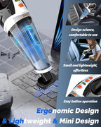 BRL Handheld Vacuum Cordless, Car Vacuum Cleaner with Powerful Suction, 2 Modes Mini Hand Vacuum, Dry & Wet, LED Light, Porta