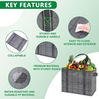 VENO 2 Pack 8 Gallon Reusable Grocery Bags, Extra Large Shopping Bags for groceries, Utility Tote with Handles and Hard Bottom, Foldable Cart Organizer, Water Resistant, Heavy-Duty (Windowpane)
