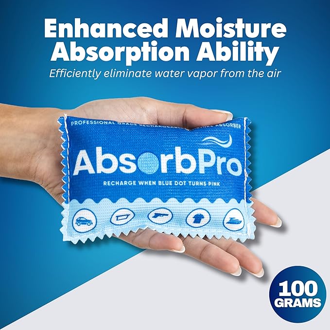 Rechargeable Dehumidifier Bag 3-Pack - 100g Reusable Moisture Absorbers - Silica Gel Packets for Bins, Totes, Gun Safe, Food