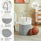 Laundry Basket,Woven Cotton Rope Laundry Hamper,Versatile Storage for Dirty Clothes,Baby Toys,and Blankets in Bathroom, Nurse