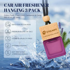 Car Air Freshener Hanging, 3 Pcs Cotton Fresh, Fresh Linen, Cardamom & Cedar, Car Scent Air Fresheners Diffuser for Car, 45+ 
