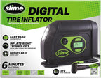 Slime 40088 Tire Inflator, Portable Car Air Compressor, Inflate Right automatic shut off, with Digital 99 psi Display, Long Hose and LED Light, 12V, 6 min inflation