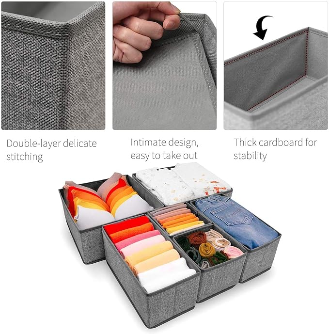 12 Pack Drawer Organizers for Clothing, Foldable Clothes Storage Box Closet Dresser Drawer Organizers Dividers, Bedroom Organ