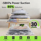 Vacuum Bags for Travel with USB & TYPE C Pump, Vacuum Seal Travel Bags, 15 Pack Carry-On Vacuum Storage Bags for Luggage & Su