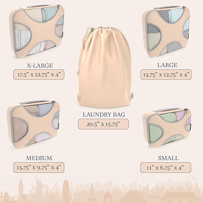Shacke Packing Cubes for Travel 5 Set - Premium Luggage Organizer Bags - Versatile Travel Organizer for Women and Men - Optim