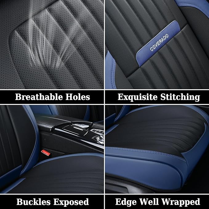 Coverado Car Seat Covers Front, Seat Covers for Cars, Waterproof 2-Pack Car Seat Cushions, Leather Carseat Seat Protectors, U
