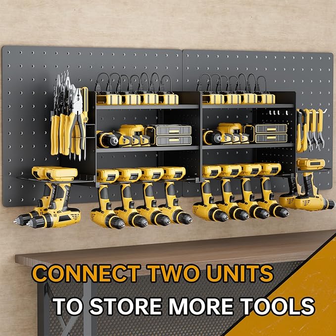 Power Tool Organizer Wall Mount, 3 Layer 8 Drill Holder Tool Shelf Storage Rack for Garage Organization, Birthday Gifts for H