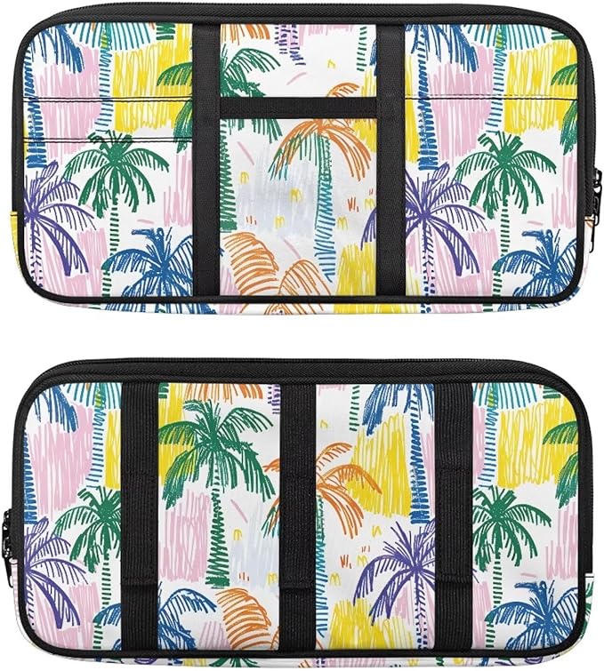 Car Sun Visor Storage Bag,Colorful Coconut Tree Truck Visor Organizer Card Sleeve Pocket Document Holder for Registration, Driving Licens