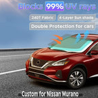 Sun Shade Sunshade for Nissan Murano 2015-2024 Windshield Cover, 4-Layers Sun Shield 250T Silver Coating Sun Visor Foldable Window Shade Blocks UV Rays Car Accessories