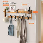 Coat Rack Wall Mount with Shelf, 27.5" Entryway Wall Hanging Shelf, Coat and Key Hanger with 10 Dual Hooks, Mail Organizer an