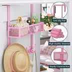 Consumest Over The Door Hooks Organizer - Over Door Hanger with 16 Hooks & 2 Baskets for Hanging Coat, Clothing, Towel, Back 