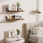 Deep Floating Shelves,24" Wx10 D Floating Shelf for Wall Set of 2,Hanging Storage Shelf with Metal Brackets,Wide Display Wall