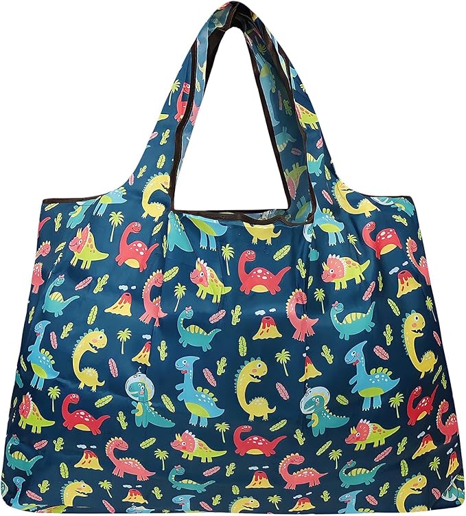 allydrew Large Foldable Tote Nylon Reusable Grocery Bags, 6 Pack