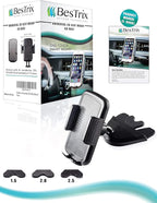 Bestrix Cell Phone Holder for Car, CD Slot Car Phone Holder, Hands Free Car Mount with Strong Grip Universal for iPhone14/13/12/11/11Pro/Xs MAX/XR/XS/X/8/7/6 Plus, Galaxy S22/S21/S20/S10+/S10e/S9/S9+