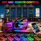 Dreamcolor Acrylic Interior Car LED Strip Lights with APP&Remote Control RGB 10 in 1 Ambient Lighting Kits Fiber Optic Strip LEDs Music Sync Car Neon Lights for Cars,SUVs,Trucks