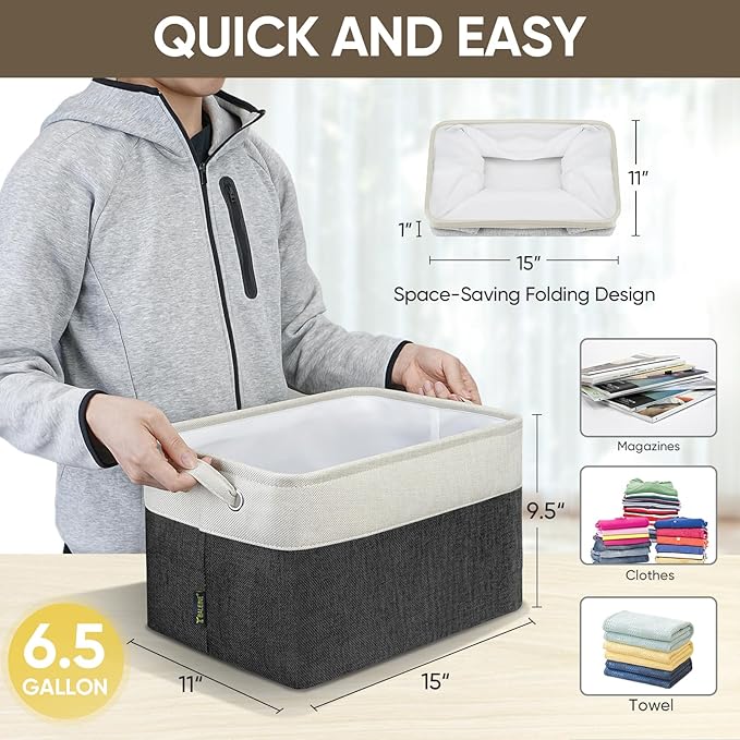 BALEINE 1 Pack Fabric Closet Storage Bins for Shelves, Linen Closet Organizers and Storage, Decorative Baskets for Organizing