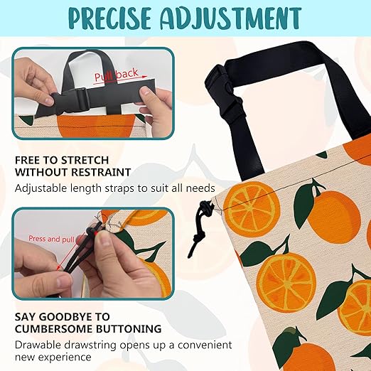 Car Trash Bag Vintage Orange Green Leaves Leak-Proof Car Garbage Bag with Drawstring Foldable Canvas Trash Bin with Adjustable Buckle for Car Accessories, Travelling, Camping
