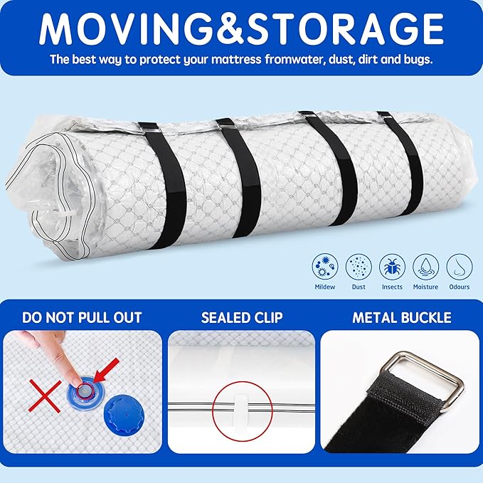 Storage Master Vacuum Storage Bag for Twin Size Mattress - Ideal for Memory Foam and Latex Up to 14 Inches - Designed for Eas