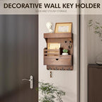 Rebee Vision Farmhouse Key Holder Wall Mount with Drawer Organizer – Pine Wooden Mail and Key Organizer for Wall with 6 Sturd