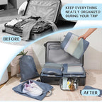 PFEYRPK Lightweight Compression Packing Cubes for Suitcases, Compressible Expandable Travel Packing Organizer with Clear Toil