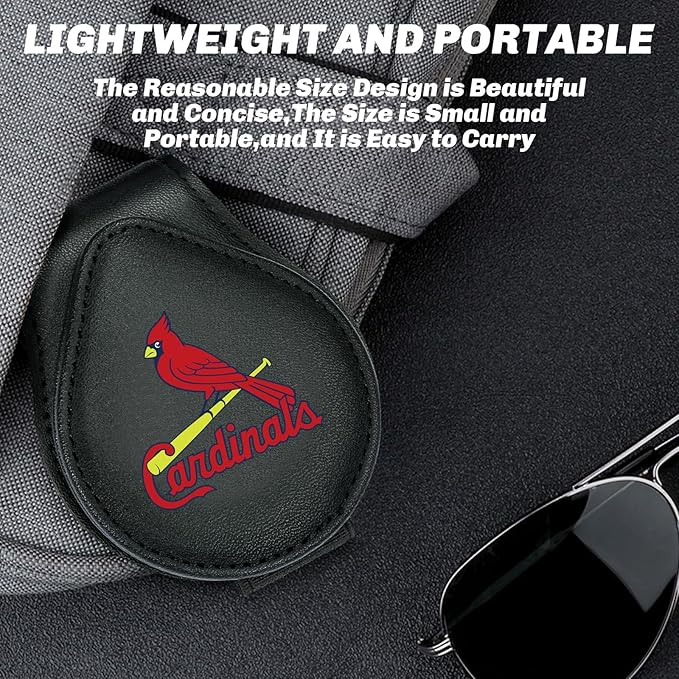 for MLB St.Louis Cardinals Car Visor Sunglass Holder - Black Leather Eyeglass Case with Team Logo, Clip-On Sun Visor Organizer for Auto Interior, St.Louis Cardinals Gifts