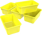Storex Small Cubby Bins, Pack of 5, 12.2 x 7.8 x 5.1 Inches, Yellow (62410U05C)
