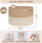 INDRESSME 115L Extra Large Woven Baskets for Storage, Wicker Basket for Living Room Decor Laundry Baskets for Blankets Clothe