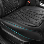 CAR PASS Luxury Napa Leather Front Car Seat Covers, Sideless Car Seat Protectors with Storage Pocket, Non-Slip Automotive Sea