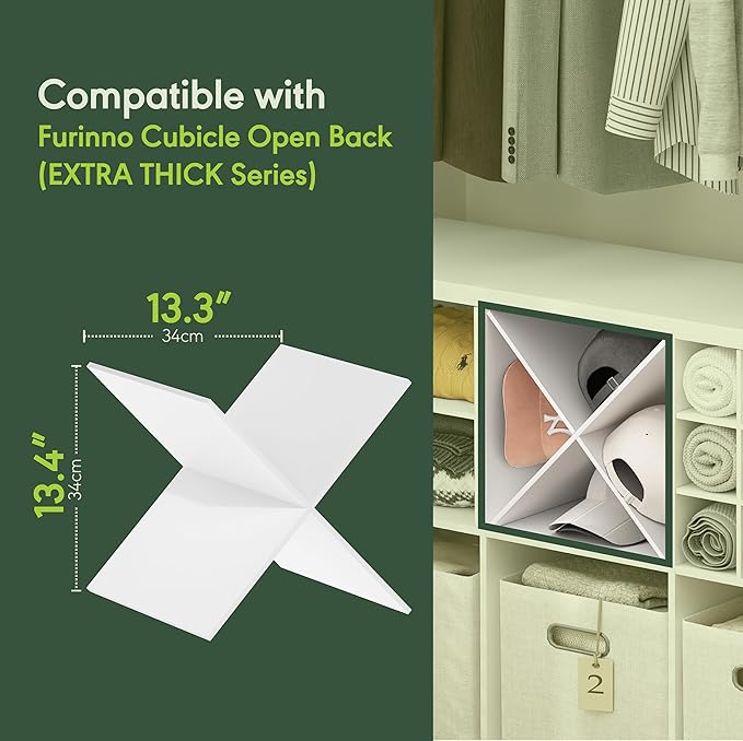 Furinno Cubicle Cube Insert, X-Shelf Cube Organizer, Fits into Furinno Extra Thick Cubes, for Organizers and Storage, White (