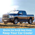 TINGLU Sun Shade for Dodge RAM 2500 3500 2010-2024 2025 2026 Accessories Windshield Sun Shade Window Shade UV Rays Protection Sun Visor Cover with Steering Wheel Sunshade Storage Bag