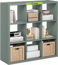 Furinno Cubicle Book Shelf, 9-Cube Bookshelf, Extra Thick Frame Reversible Bookcase with Open Back, 14.6" x 44" x 44", for Li