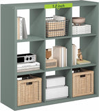 Furinno Cubicle Book Shelf, 9-Cube Bookshelf, Extra Thick Frame Reversible Bookcase with Open Back, 14.6" x 44" x 44", for Li