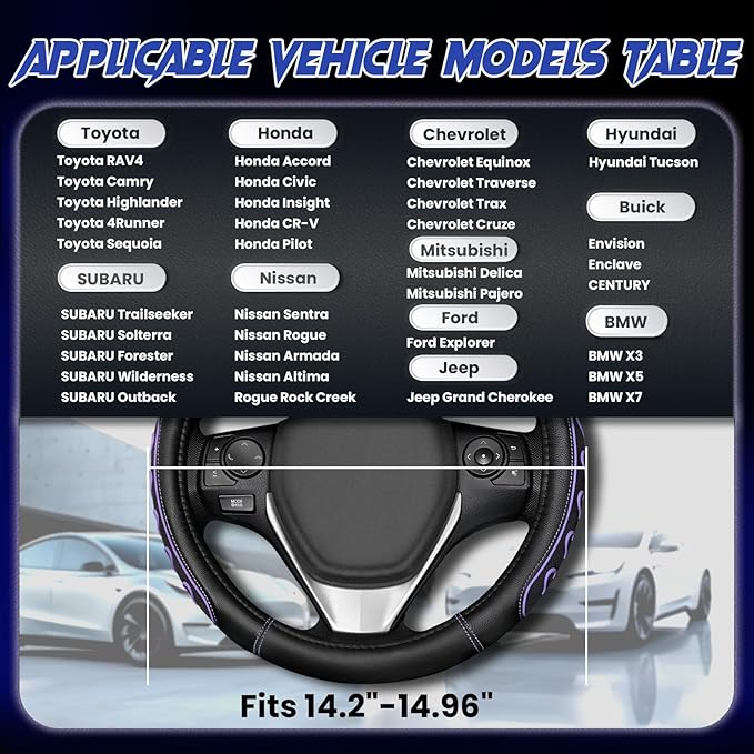 Ventilated Heart-Shaped Steering Wheel Cover with Anti-Slip Leather Grip. Compatible with Ford, Toyota, Honda, Nissan, and Ch