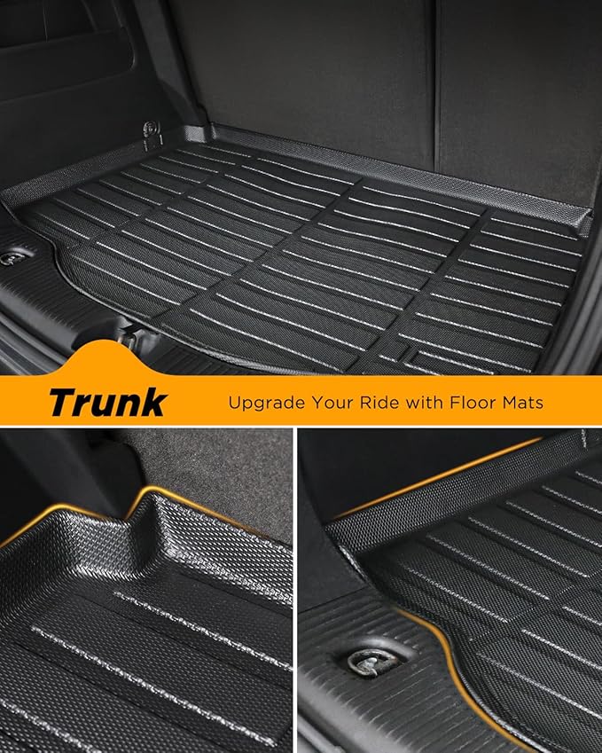 All Weather Floor Mats Full Set for Chevy Trax 2014-2023 for Buick Encore 2013-2023, Custom Fit for Front Rear Row & Trunk Mat Cargo Liner, Heavy Duty TPE Black Car Accessories