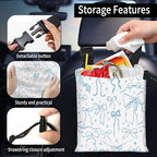 Car Trash Bag Large Hanging Can for Back of Seat, Cute Waterproof Car Garbage Bag for Vehicle, Travelling, Outdoor Cute Blue White Bow
