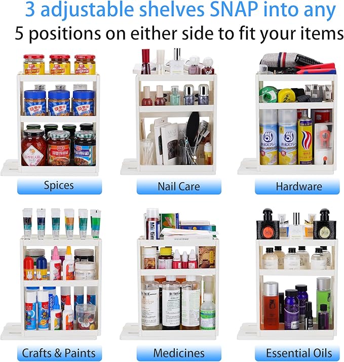Dutiplus Medicine Organizer 3-Tier Shelves Cabinet Storage Rack Organizer for Holding Vitamins, Supplements, Cosmetics 10.82"