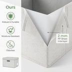 PRANDOM Storage Bins with Lids [3-Pack] Linen Fabric Foldable Storage Boxes Organizer Containers Baskets Cube with Cover for 