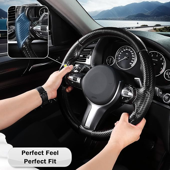 Steering Wheel Cover for BMW X3(2014-2017) X5(2014-2018) 3 Series(2012-2019) 5 Series(2014-2016) 328i 320i 330i 325i 528i 535i 530i 540i M3 2 4 6 Series X4 X6 M2 M4 M5 M6 Accessories (Matte Black)