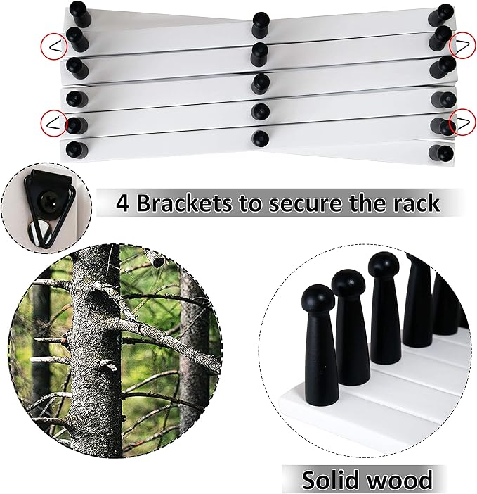 WEBI Accordion Wall Hanger,Expandable Wooden Hat Rack for Wall Mounted Coat Rack,Accordion Hat Hooks Holder for Baseball Caps