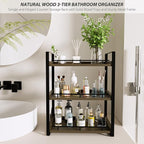 Bathroom Counter Organizer, 3 Tier Wood Countertop Shelf for Vanity, Skincare, Makeup, Kitchen Coffee and Sink Storage, with 