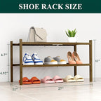 Smiry Shoe Rack, 2 Tier Thick Bamboo Shoe Organizer, Stackable Free Standing Wooden Shoe Storage Shelf for Closet, Entryway, 
