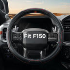 West Llama Car Steering Wheel Cover for Ford F-150(1997-2026), F-250(1997-2026), F-350, 15.5-16 inches, Black + Red Line