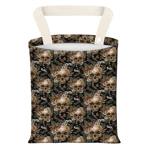 Car Garbage Can, Seat Back Hanging Cute Car Trash Can Bag, Car Organizer and Storage Bag for Travelling, Outdoor Vintage Floral Butterfly Skull